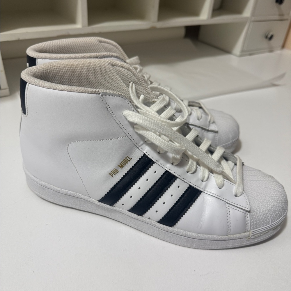 Adidas White and Black High-Top Sneakers